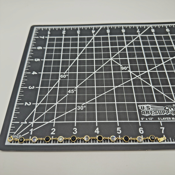 Vintage Swarovski Bracelet Swan Bezel Set Black Clear 7" - Picture 4 of 5